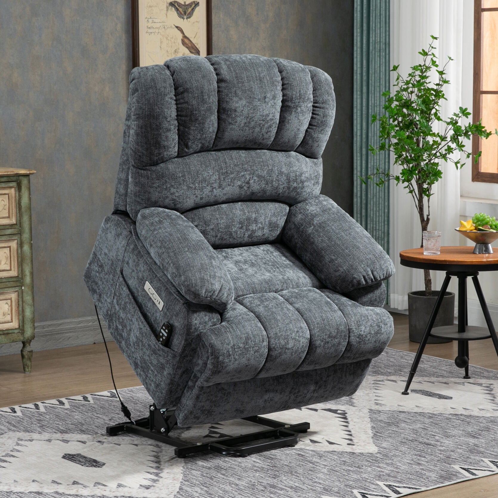Large Dual OKIN Motor Recliner Chair with USB Port 240 Degree Swivel Plush Footrest Ideal for Elderly Walmart