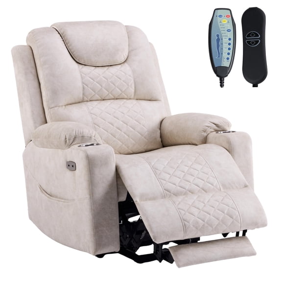 Power Lift Recliner Chair with Massage & Heat for Elderly, Power Reclining Sofa Chair with USB-C Ports, Cup Holders, Side Pockets, Soft Velvet Fabric Recliner for Living Room, Bedroom