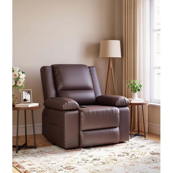 Power Lift Recliner Chair – PU Leather with Massage & Heat, Extra Wide 26.8" Seat & Storage Pockets