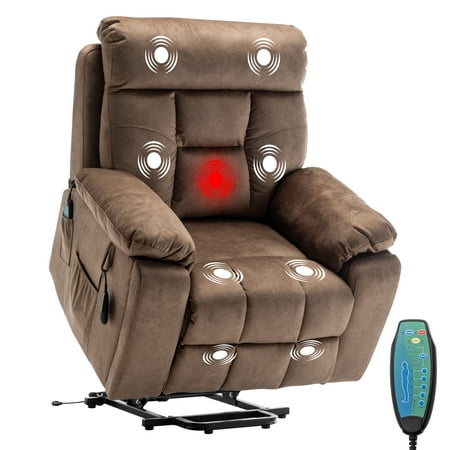 Power Lift Recliner Chair Recliners for Elderly with Heat and Massage, Recliner Chair for Living Room with Side Pocket and 2 Remote Controllers,330 lbs