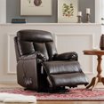 thumbnail image 1 of Power Lift Recliner Chair with Remote Control, PU Leather Living Room Reclining Chair with Thick Cushion, Single Sofa Lounge Chair with Side Pocket, Home Theater Seat with Extended Footrset, Brown, 1 of 7