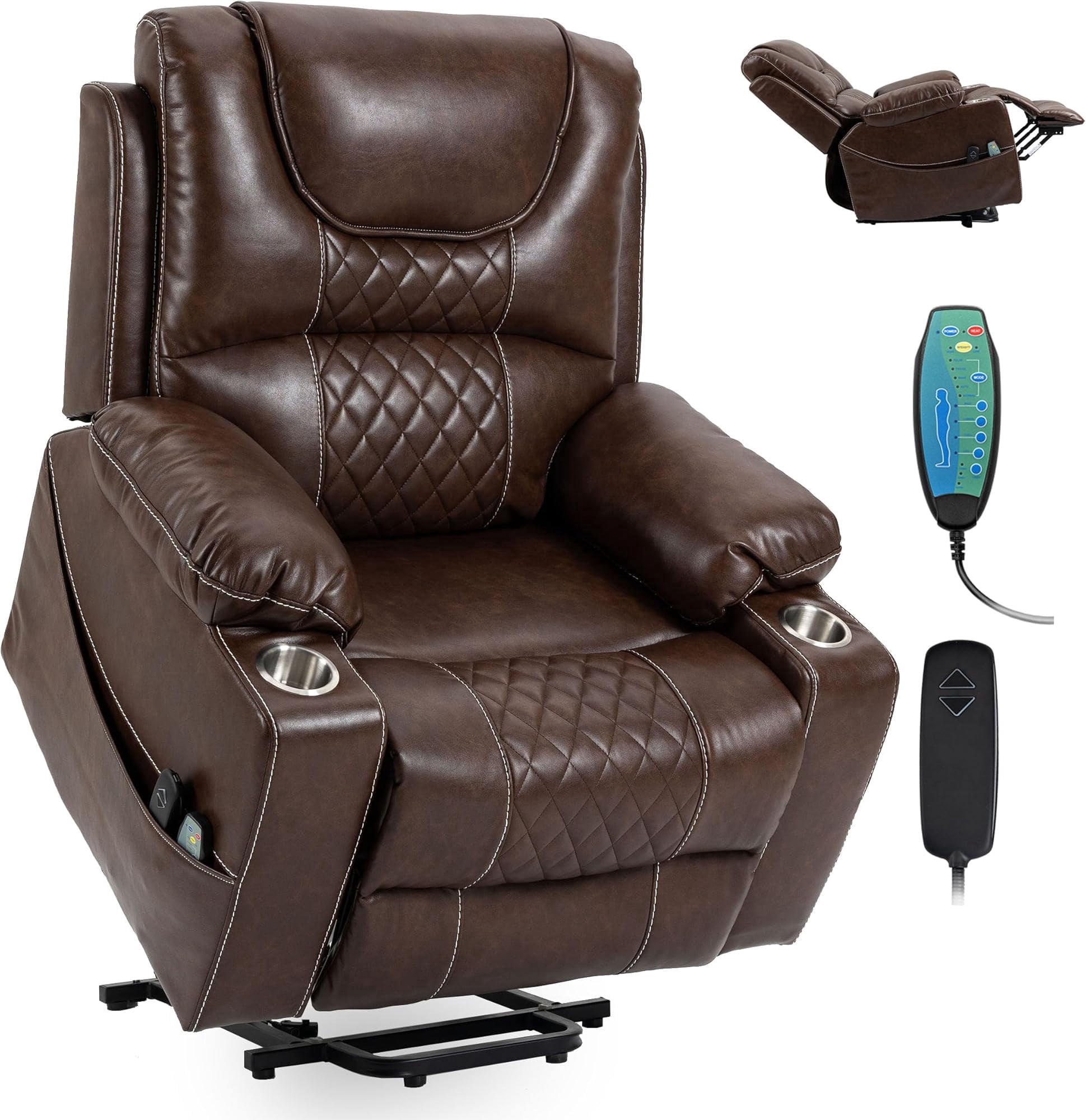 Power Lift Recliner Chair Sofa with Massage and Heat for Big and Tall ...