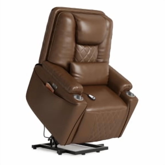 Power Lift Recliner Chair Sofa,Single Sofa PU Leather Reclining with Charging Ports,PU Leather Reclining Sofa Cup Holders, Electric Stand Assist for Elderly, Home Theater Seating with Remote for Livin