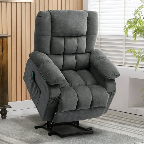 Power Lift Recliner Chair Sofa with Massage and Heat for Elderly, 3 Positions, 2 Side Pockets, USB Ports