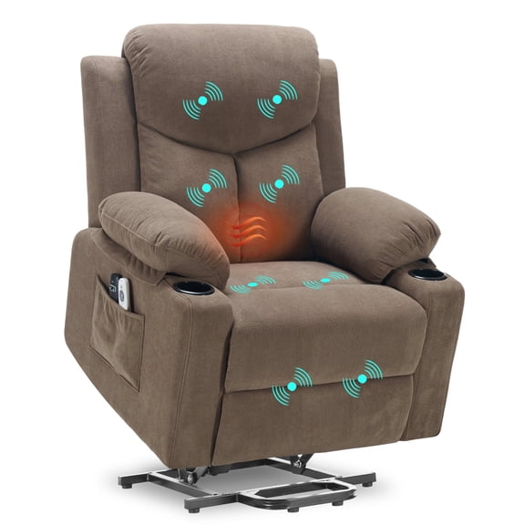 Power Lift Recliner Chair for Elderly with Massage, Electric Lift Chair with Remote, Side Pockets, USB & Type-C Ports(Coffee)