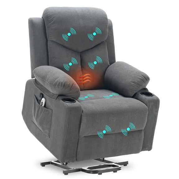 Power Lift Recliner Chair for Elderly with Massage, Electric Lift Chair with Remote, Side Pockets, USB & Type-C Ports(DarkGray)