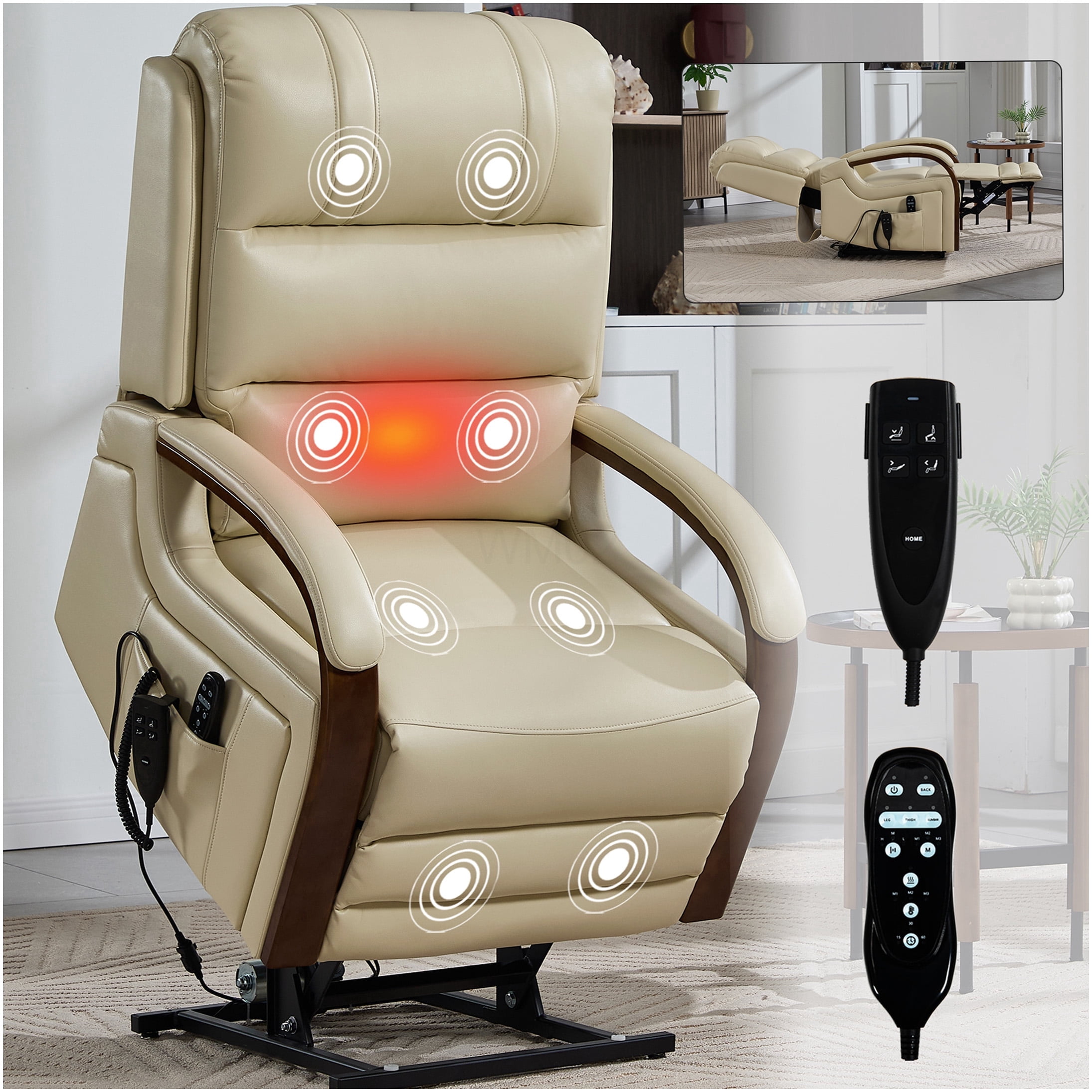 Power Lift Recliner Chair with Heat and Massage, Dual Motor Infinite ...