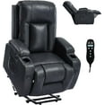 thumbnail image 1 of Power Lift Recliner Chair with Heat and Massage, Lift Chairs for Standing Assistance, 2 Cup Holders, 4 Pockets, USB Charge Port, Breathable Leather, 1 of 6