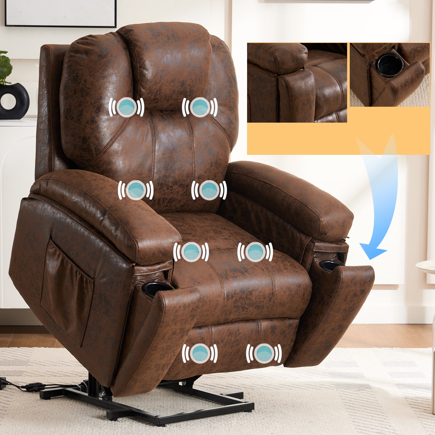 Power Lift Recliner Chair with Massage and Heat for Elderly