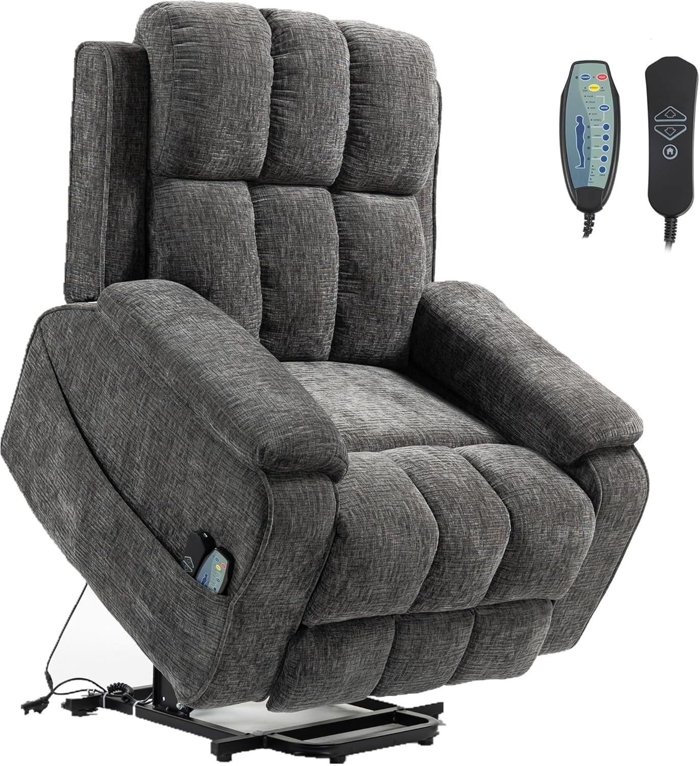 Power Lift Recliner Chairs for Elderly - Infinite Position Lay Flat Recliner with Heat & Massage Side Storage Cup Holder - USB Type C Charging - Dual Motor Lift Chair 400 lbs