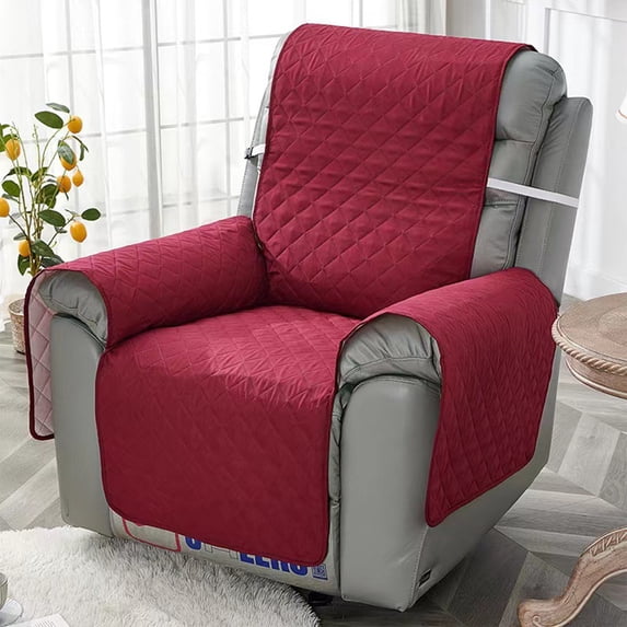 Power Lift Recliner Cover Full Coverage Knitted Solid Color Furniture Protector and Pet Mat for Single Chair All Season Burgundy