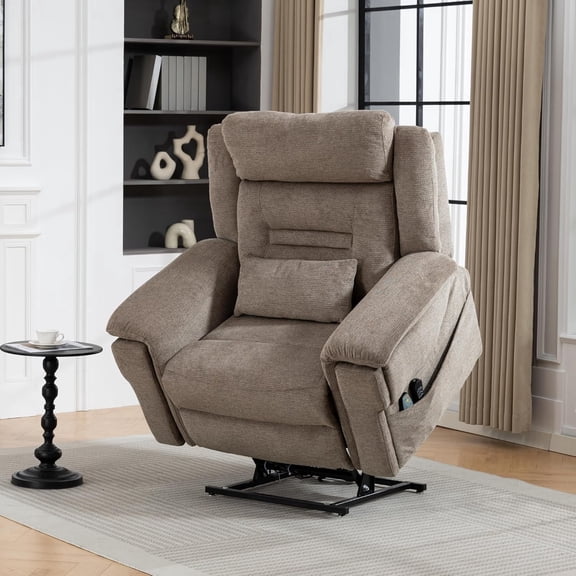 Power Lift Recliner for Elderly 28 Inch Wide Seat, Lay Flat Lift Chair with Heat Massage, Cup Holder & Wireless Phone Charger, USB Type C Charging, Big Tall 400 lbs