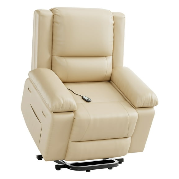 Power Lift Recliner for Elderly, Electric Lift Chair Recliner with Massage and Heat, Power Lift Sofa with Remote Control and Side Pocket for Living Room, Beige ﻿