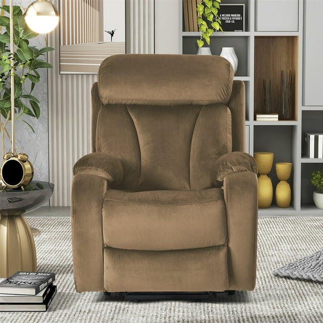 Power Lift Recliner with Overstuffed Pillow, Motorized Living Room Sofa Chair with Side Pocket, Electric Recliner Chair for Elderly and Adults, Home Theater Seating, Remote Control