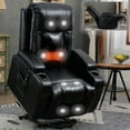 thumbnail image 1 of Power Lift Recliner with Massage/Heat & 350lb Capacity, Black and Faux Leather, 1 of 12