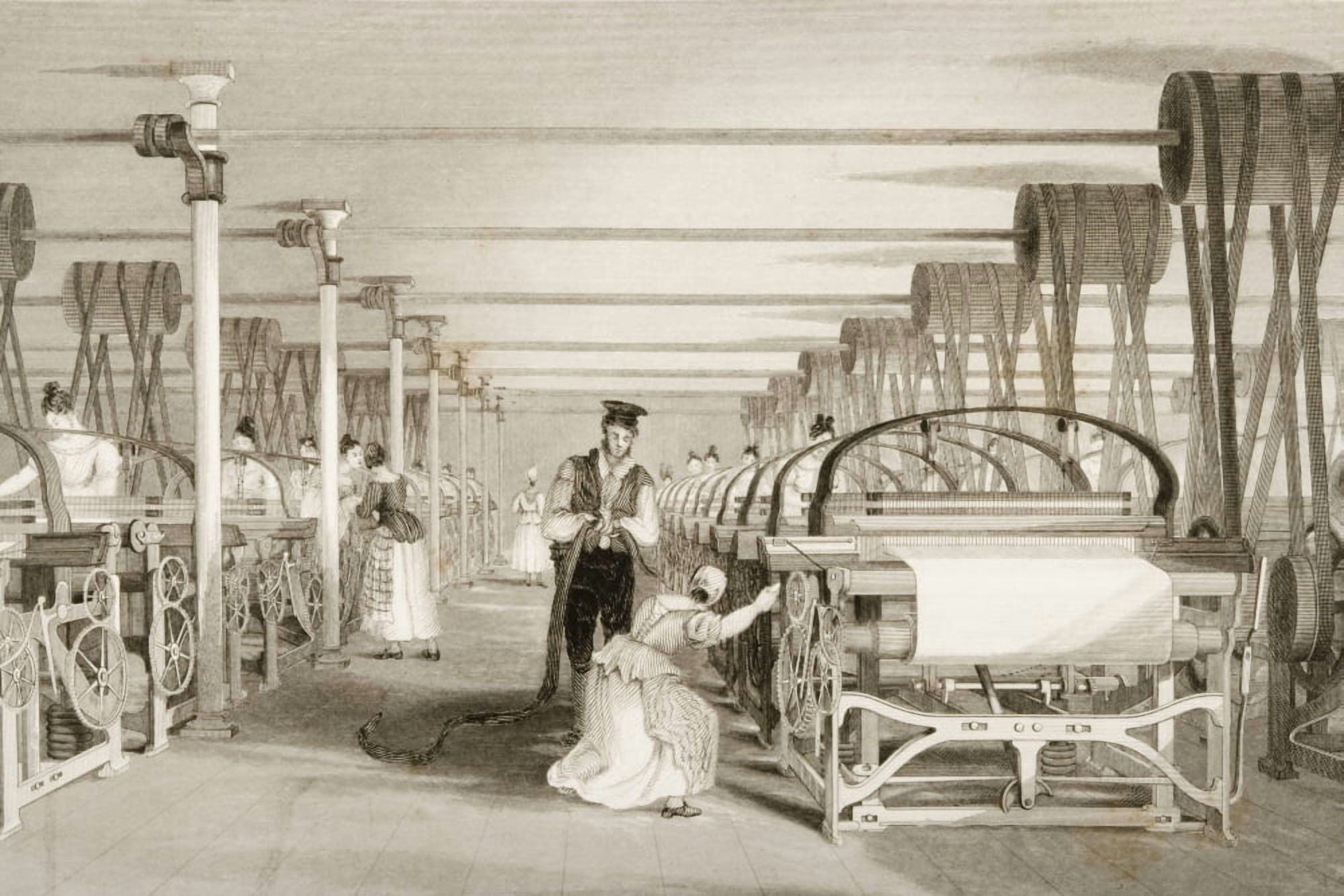 Power Loom Weaving Drawn By T Allom And Engraved By J Tingle In The 1830S Canvas Art - Ken Welsh Design Pics (17 x 11)