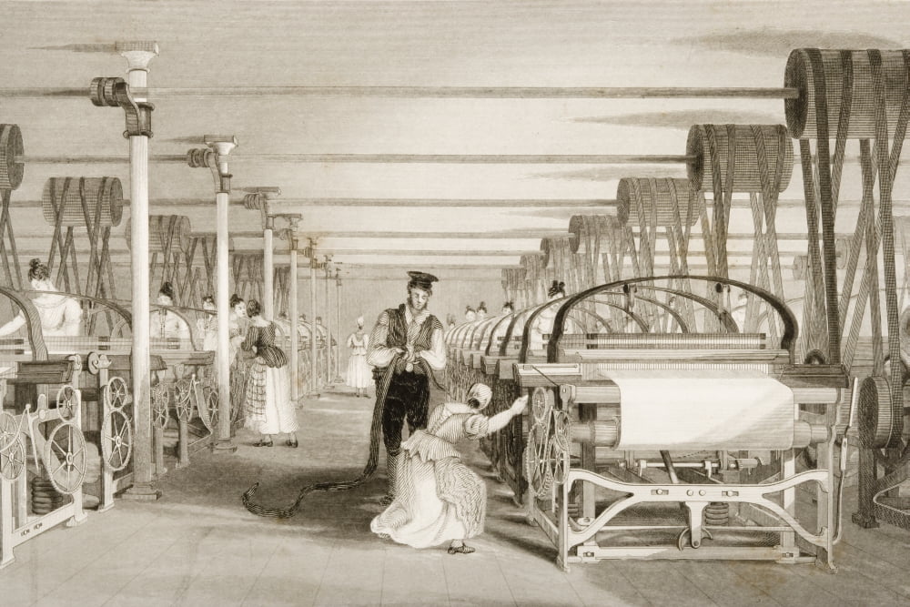 Power Loom Weaving Drawn By T Allom And Engraved By J Tingle In The 1830S Canvas Art - Ken Welsh Design Pics (34 x 22)
