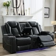 thumbnail image 1 of Power Loveseat Recliner Chair Sofa with Speaker for Living Room 2-Seat Black Faux Leather Electric Home Theater Seating Doubler Reclining Sofa with Hidden Arm Storage,LED Lights,USB Port,Cup Holders, 1 of 9