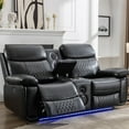 Comfort Stretch Power Loveseat Recliner Sofa with Speaker, Faux Leather