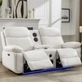 thumbnail image 1 of Power Loveseat Recliner Chair Sofa with Speaker for Living Room Faux Leather Electric 2 Seater White Home Theater Seating Doubler Reclining Sofa with Hidden Storage,LED Lights,USB Port,Cup Holders, 1 of 6