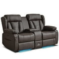 thumbnail image 1 of WISHDEER Power Loveseat Recliner Sofa Home Theater Seating with Console Reclining Loveseat for Living Room Sofa RV Couch with LED Lights USB, 1 of 8