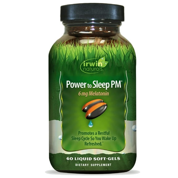 Irwin Naturals Power to Sleep PM - 60 Liquid Soft-Gels - with 6mg Melatonin, GABA, Ashwagandha, Valerian Root & L-Theanine - 30 Servings