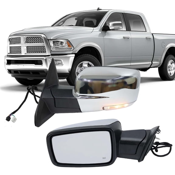 MZORANGE Power Mirror For Ram 1500 2500 3500 2013-2018 Left Heated Chrome W/Signal Light