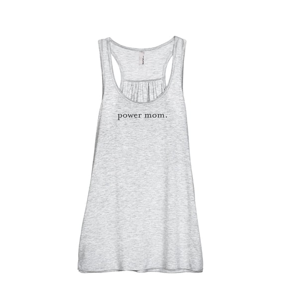 Power Mom Women's Fashion Sleeveless Flowy Racerback Workout Yoga Tank Top Sport Grey Large