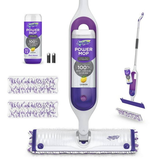 Power Mop Vinyl, Tile & Laminate Floor Starter Kit (1-Power Mop, 2-Pads, Cleaning Solution and Batteries)