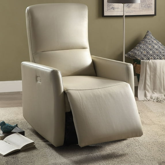 Power Motion Recliner Leatherette Chair with Push Button, Cream