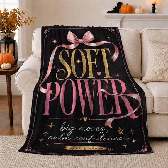 Power Motivational Phrase, Cozy Friendship Quote Scene, Warm Flannel Blanket for Living Room and Reading Nook with Detailed Artwork, Art Lovers Friendship Gift, Artistic Home Decor