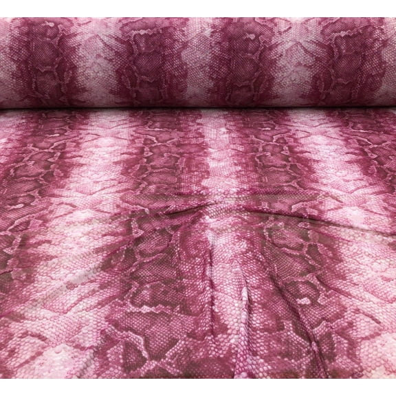 Power Net Stretch Mesh Nylon Spandex Sheer Printed Snake Skin Burgundy Z502