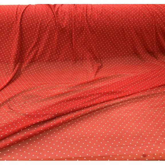 Power Net Stretch Mesh Nylon Spandex Sheer Red Printed White Dots Z506
