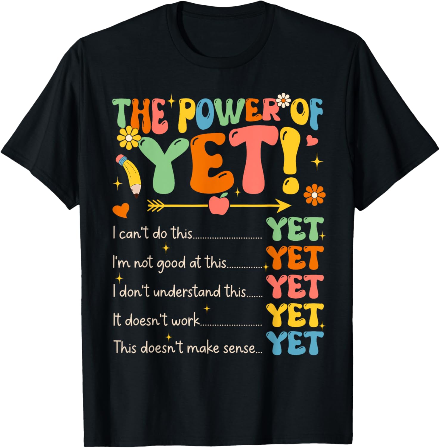 Power Of Yet Inspirational Growth Mindset Teacher Kindness T-Shirt men ...
