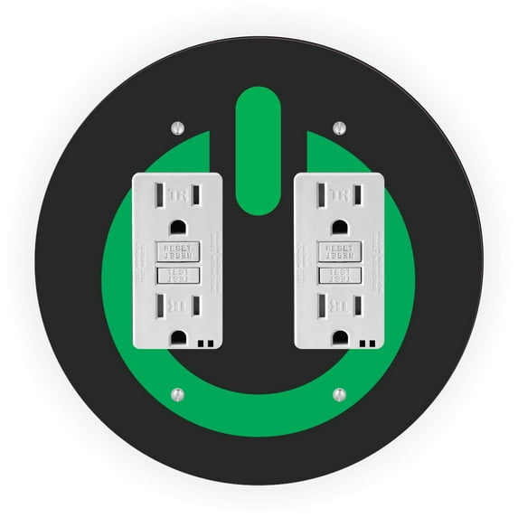 Power On Button Design - Round Light Switch Plate Cover - Double GFI