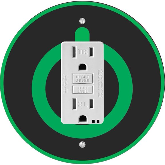 Power On Button Design - Round Light Switch Plate Cover - GFI