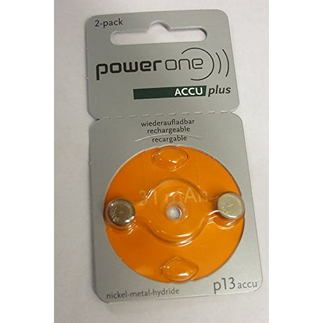 Power One ACCU plus p13 rechargable batteries for hearing aids, 1 Pack