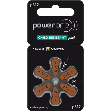Power One Evolution Size 312 Hearing Aid Batteries - 1.45V Zinc Air with Improved Battery Life (120 Batteries)
