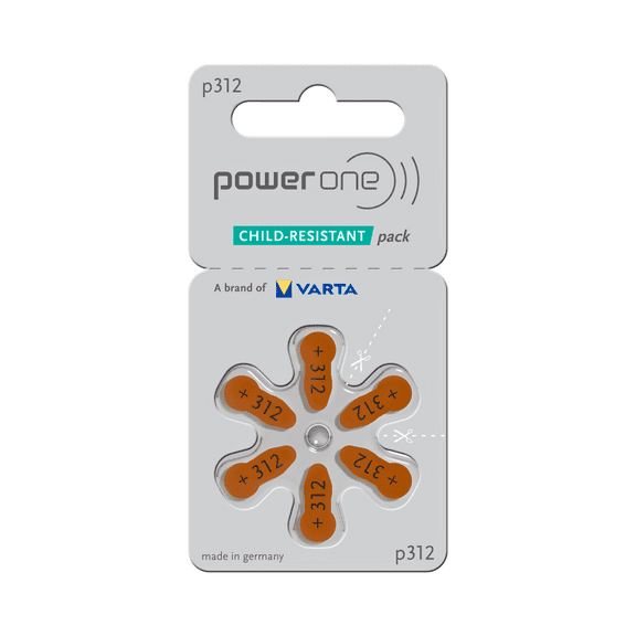 Power One Size 312 Zinc Air Hearing Aid Batteries (30 batteries) by Power One
