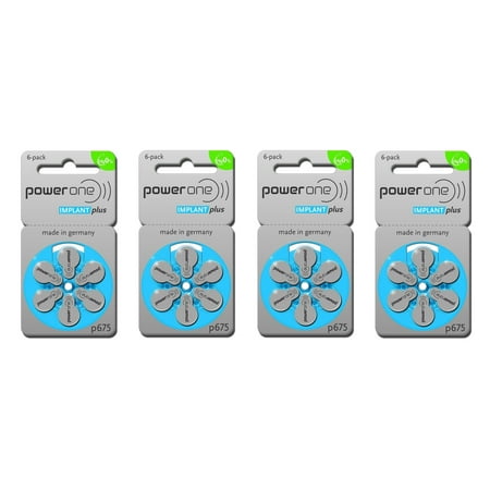 Power One Size P675 Cochlear Implant Batteries, 20 Packs Total of 120 Batteries