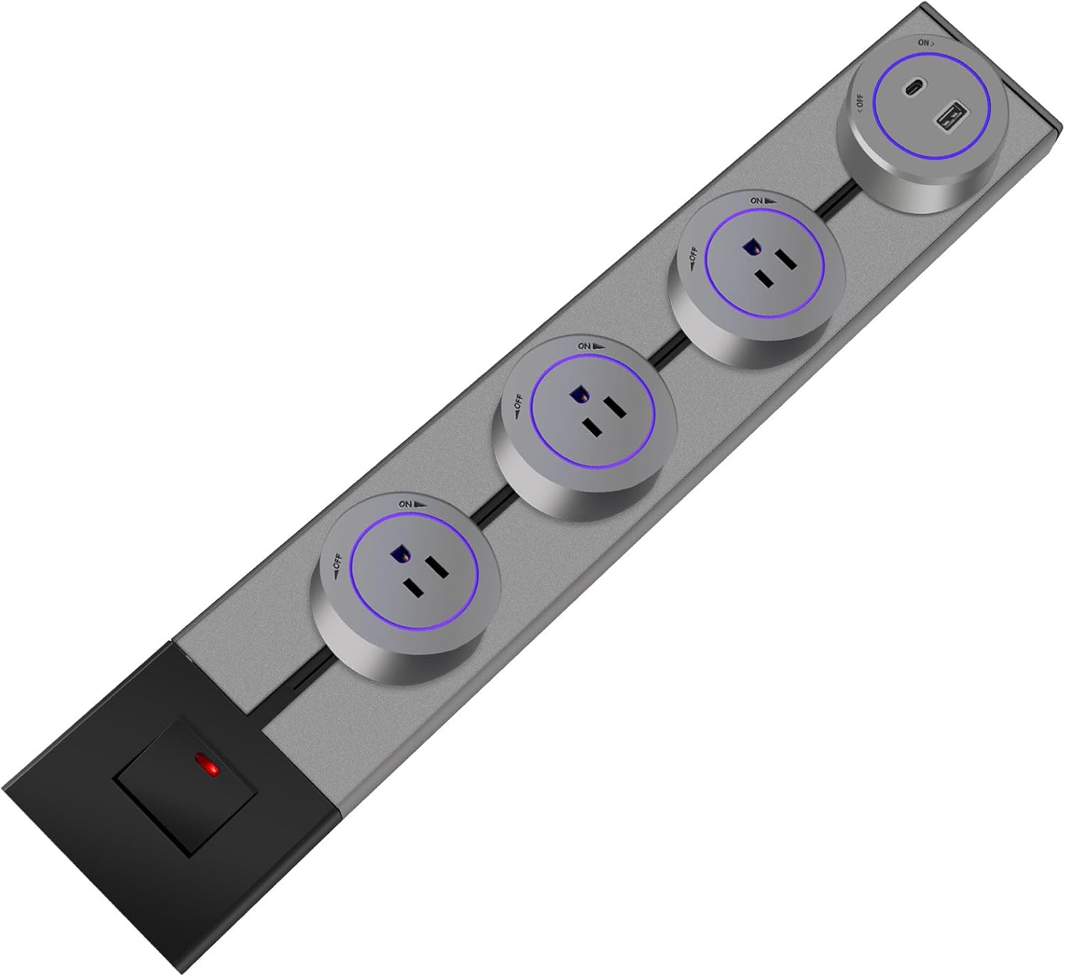 Power Outlet Strip, Power Strip with Switch Control, 19.68 Inch Track ...