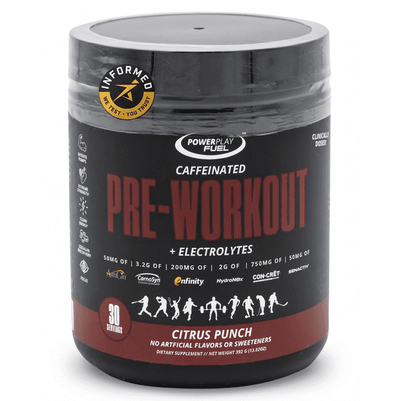 Power Play Fuel Caffeinated Pre-Workout Powder with Electrolytes - Citrus Punch
