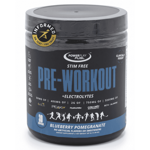 Power Play Fuel Stim Free Hydrating Pre-Workout Powder - Blueberry Pomegranate