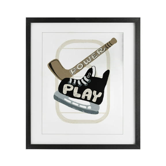 Stupell Industries Power Play Hockey Black Framed Print Under Glass, design by Connie Summers