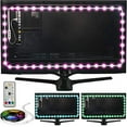 thumbnail image 1 of Power Practical LED Lights for TV, Luminoodle Backlight, USB Powered Strips with Remote for 15 Ambient Color Bias Lighting Options & 10 Brightness Modes, Size (60"-80" TV), 1 of 7