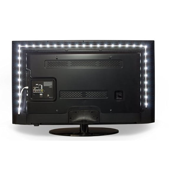Power Practical LED Lights for TV Backlight - Luminoodle, USB Powered TV LED Light Strip with Bias Ambient Lighting, White, Medium, (24"-29” TV)