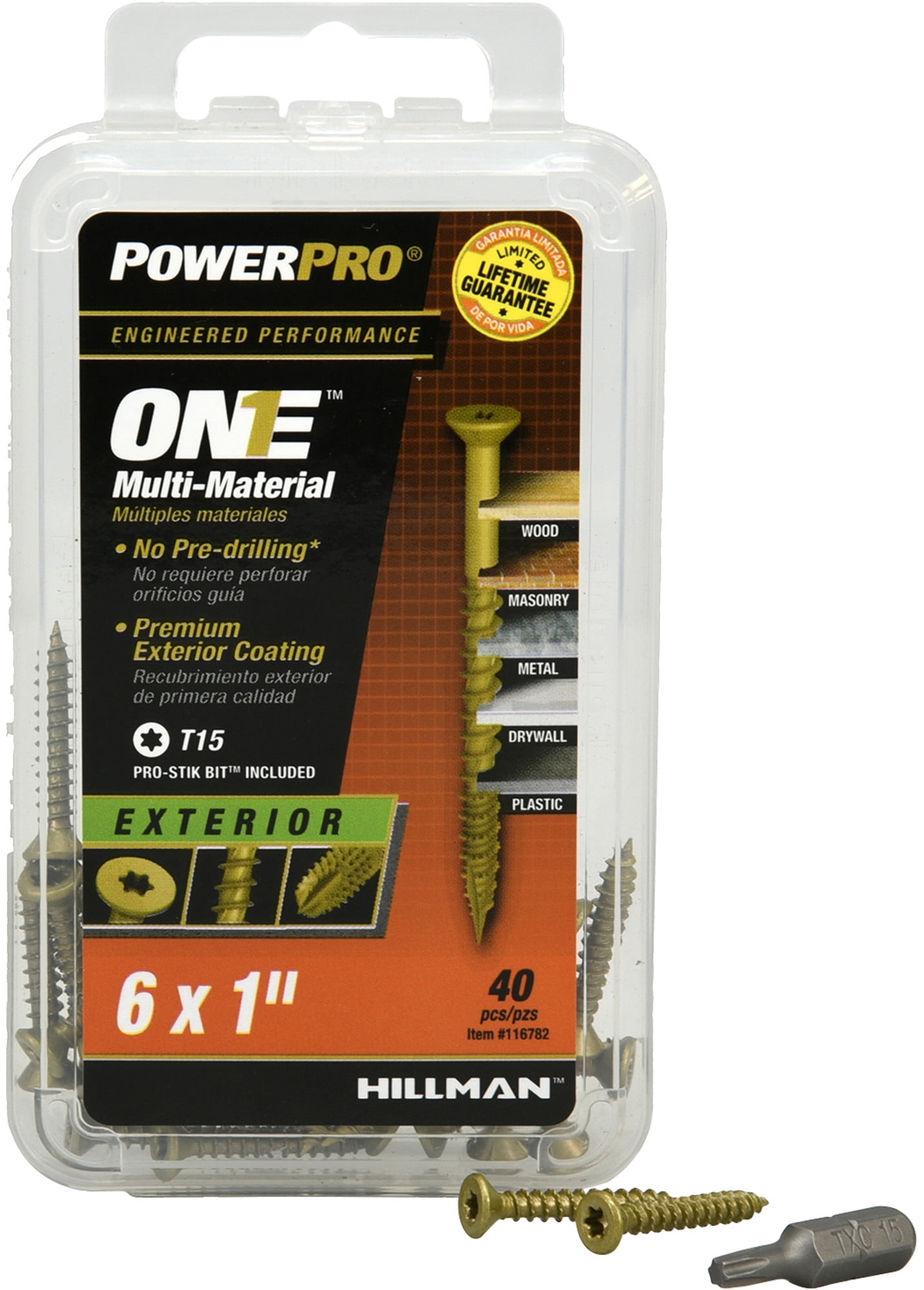 Power Pro ONE Exterior Flat-Head Multi-Material Screws (#6 x 1") - 40 Pieces