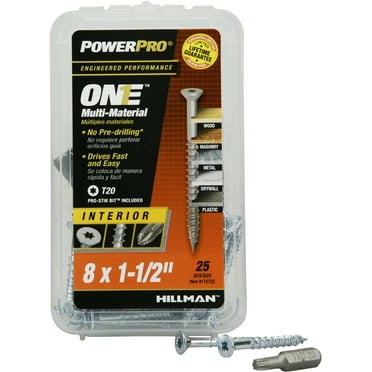 Power Pro One Interior Flat-Head Multi-Material Screws (#8 x 1-1/2") - 17 Pieces