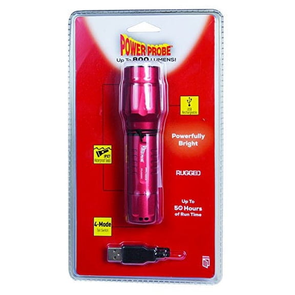Power Probe Flashlight - Red (PPFL101CS) [Diagnostic Car Test Tool, 800 Lumens LED Bulb, 4 Mode Tail Switch, Waterproof, Heavy Duty Aluminum Housing]