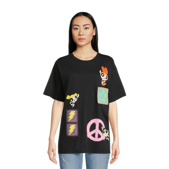 Power Puff Girls Women's Juniors Over Size Crochet Knit Graphic Top